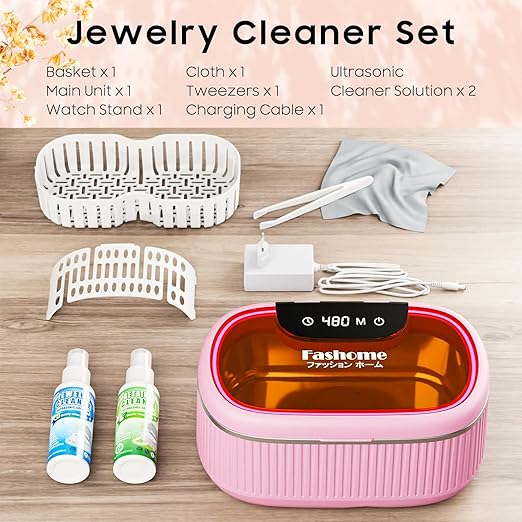 550ml Ultrasonic Cleaner | 45kHz Professional Cleaning with 3 Power Modes, LED Display, Degas & 5 Timer Settings | for Jewelry, Eyeglasses, Dentures, Watches | 7oz Ultrasonic Cleaner Solution