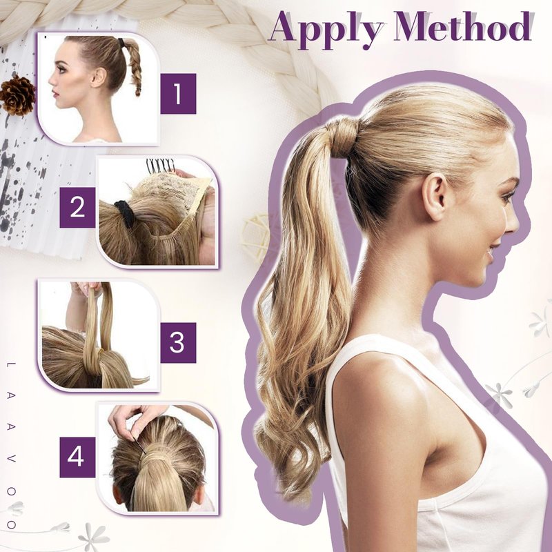LaaVoo Ponytail Extension Human Hair Brown Ombre Ponytail Extensions for Women Balayage Darkest Brown to Light Brown Pony Tails Hair Extensions Real Humen Hair Short Straight 12 Inch 75g