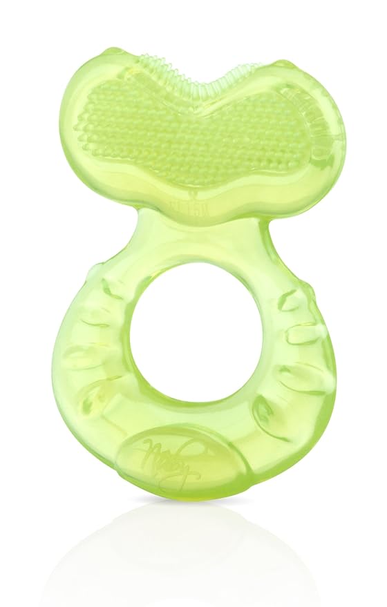 Nuby Silicone Teethe-EEZ Teether with Bristles, Includes Hygienic Case, Colors May Vary
