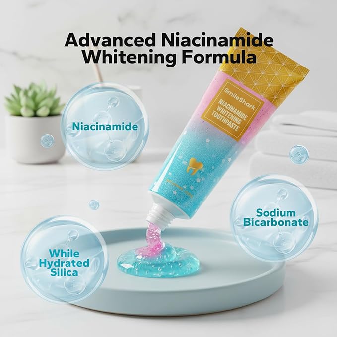 Niacinamide Whitening Toothpaste (2 Pack), Niacinamide Toothpastes for Adults, Radiant White Toothpaste for Stain Removal, Fresh Breath & Enamel Care, Gentle Daily Cleaning with Mint Flavor