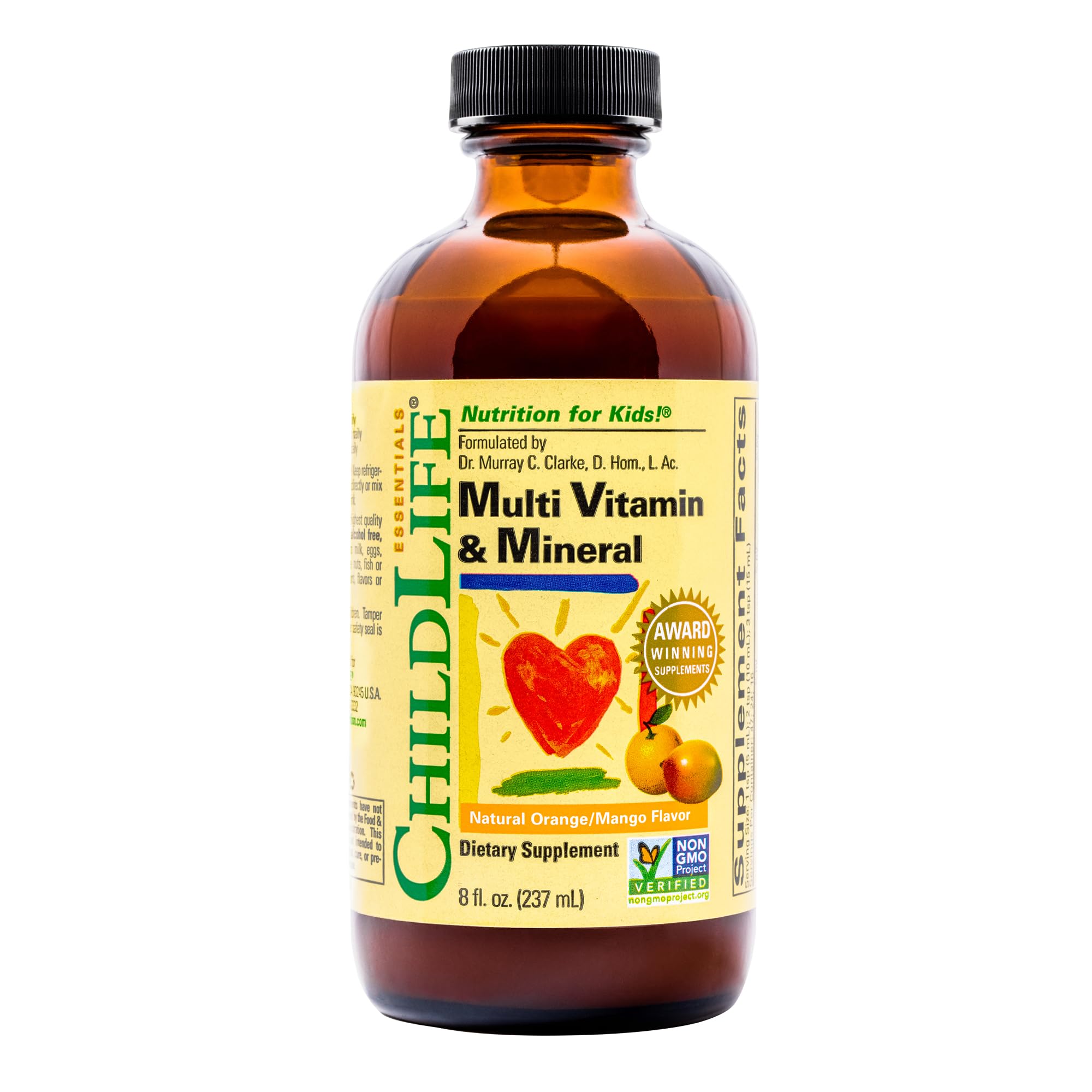 CHILDLIFE ESSENTIALS Kids Multivitamin & Mineral - Vitamins for Kids, Liquid Multivitamin Supplement for Toddler & Baby Wellness - Natural Orange & Mango Flavor, 8 Fl Oz (Pack of 1)