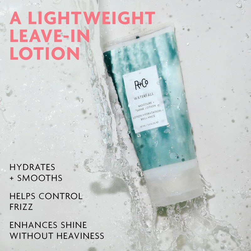 R+Co Waterfall Moisture and Shine Lotion | Lightweight Hair Hydration + Softness | Vegan + Cruelty-Free | 5 Fl Oz