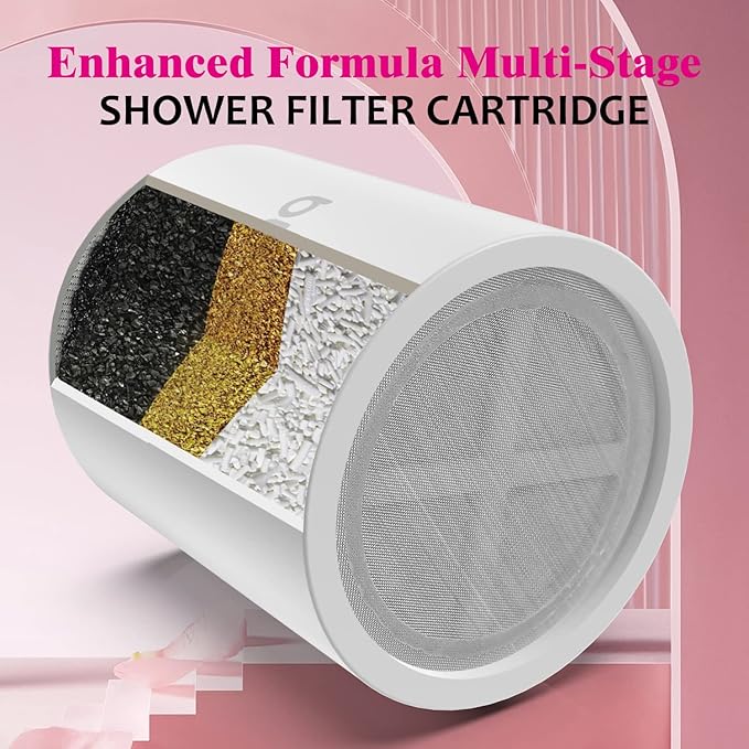 Enhanced Formula Multi-Stage Shower Filter Cartridge,Universal replacement filter cartridge, Remove Chlorine Heavy Metals and Other Sediments, Reduces Dry Itchy Skin, Dandruff.Pack of 1