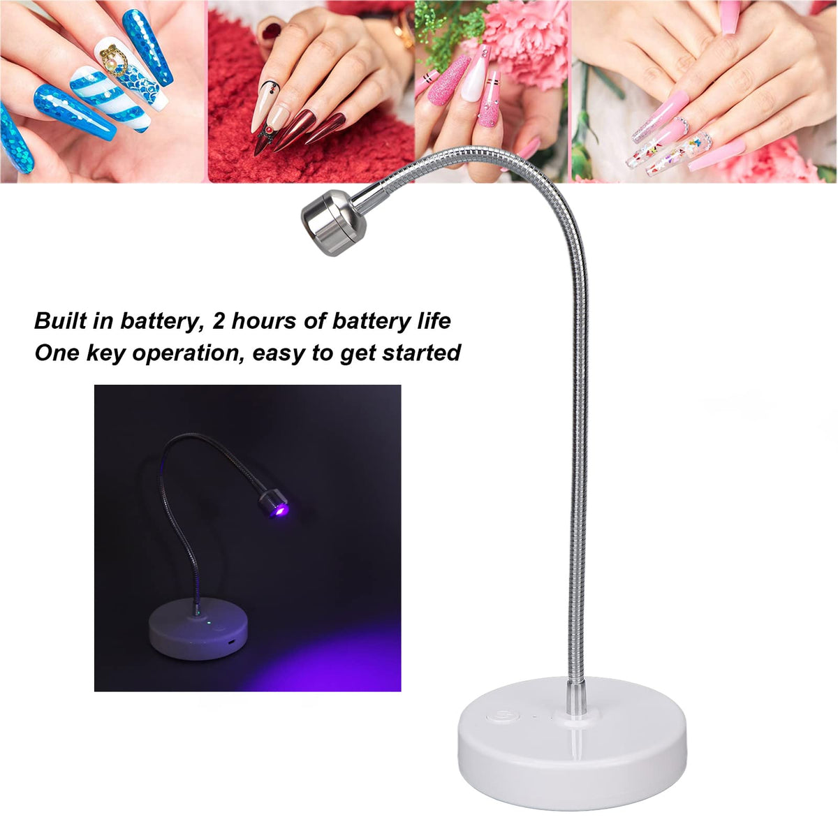 ciciglow for Nails, UV Led Nail Lamp, Led Lamp for Gel Nails with 1000Mah Battery 60S Timer for Home Nail Salons Nail Gel Quick Drying