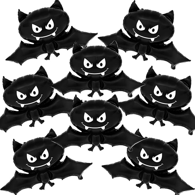 KatchOn, Black Bat Balloons - 35 Inch, Pack of 8 | Ghost Balloons | Bat Balloon for Halloween Decorations Indoor | Halloween Foil Balloon for Spooky Decorations