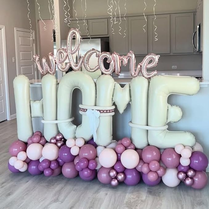 Cream HOME Balloons,40 Inch Welcome HOME Letter Balloon Beige for Housewarming Homecoming Party Decorations