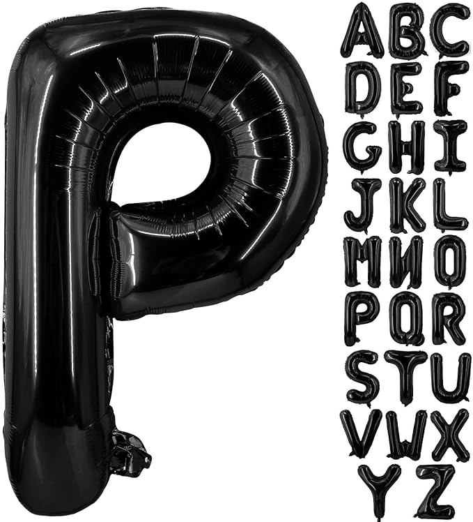 Lovoir 40 Inch Large Black Letter P Balloons Big Size Jumbo Mylar Foil Helium Balloon for Birthday Party Celebration Decorations Alphabet Black P
