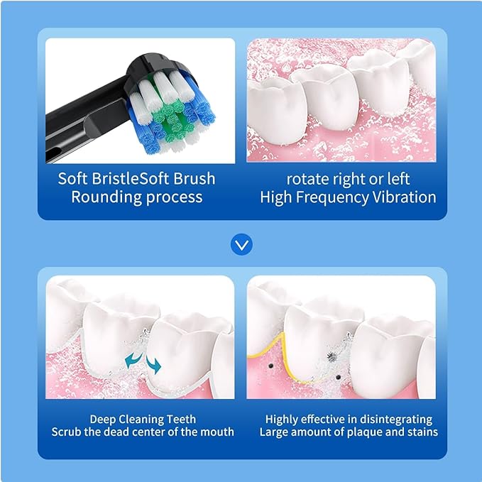 Deep Clean Rechargeable Electric Powered Toothbrush,Pressure Sensor to Protect Gums (Light White)