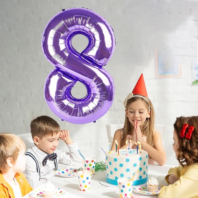 Purple Number Balloons, 40 Inch Purple Balloon 9.9 Helium Balloon 9th Birthday for 9 Years Birthday Decoration Children Girls Boys