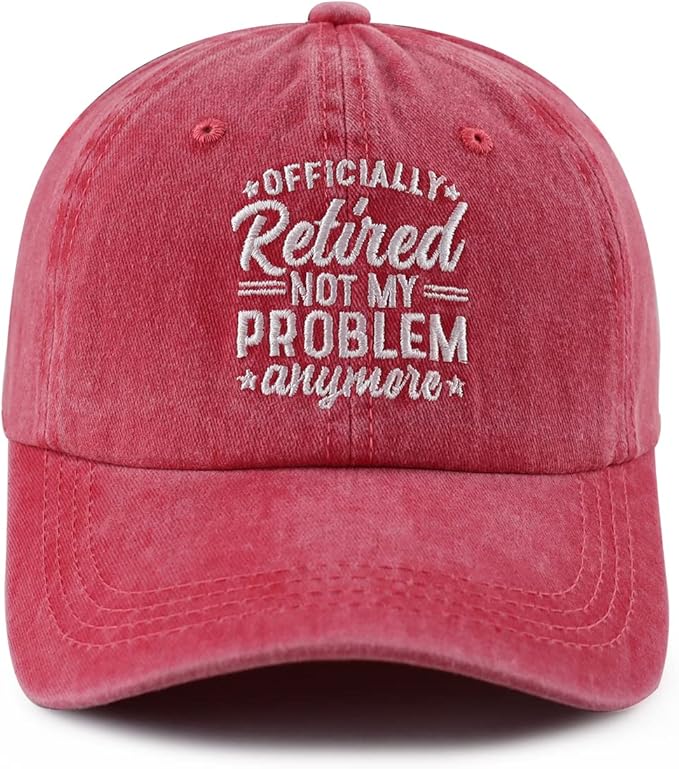 Officially Retired Hat for Women Men, Funny Adjustable Cotton Embroidery Retirement Baseball Cap