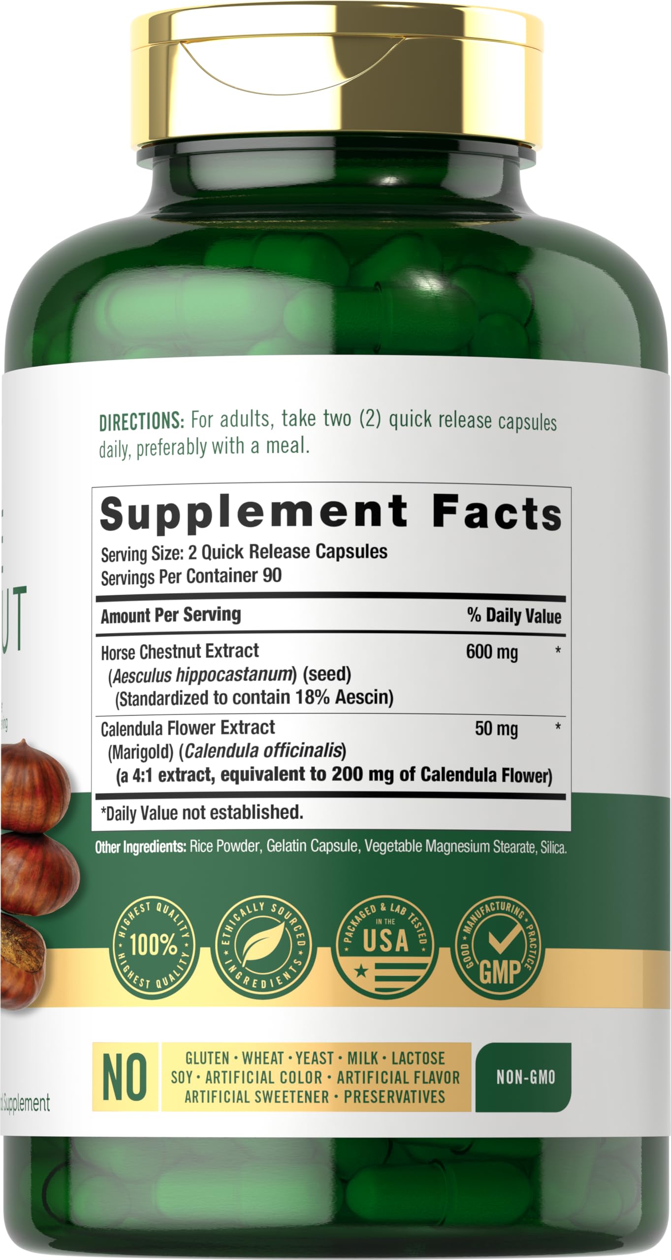 Carlyle Horse Chestnut Extract | 600mg | 180 Capsules | Herbal Supplement | Non-GMO, Gluten Free