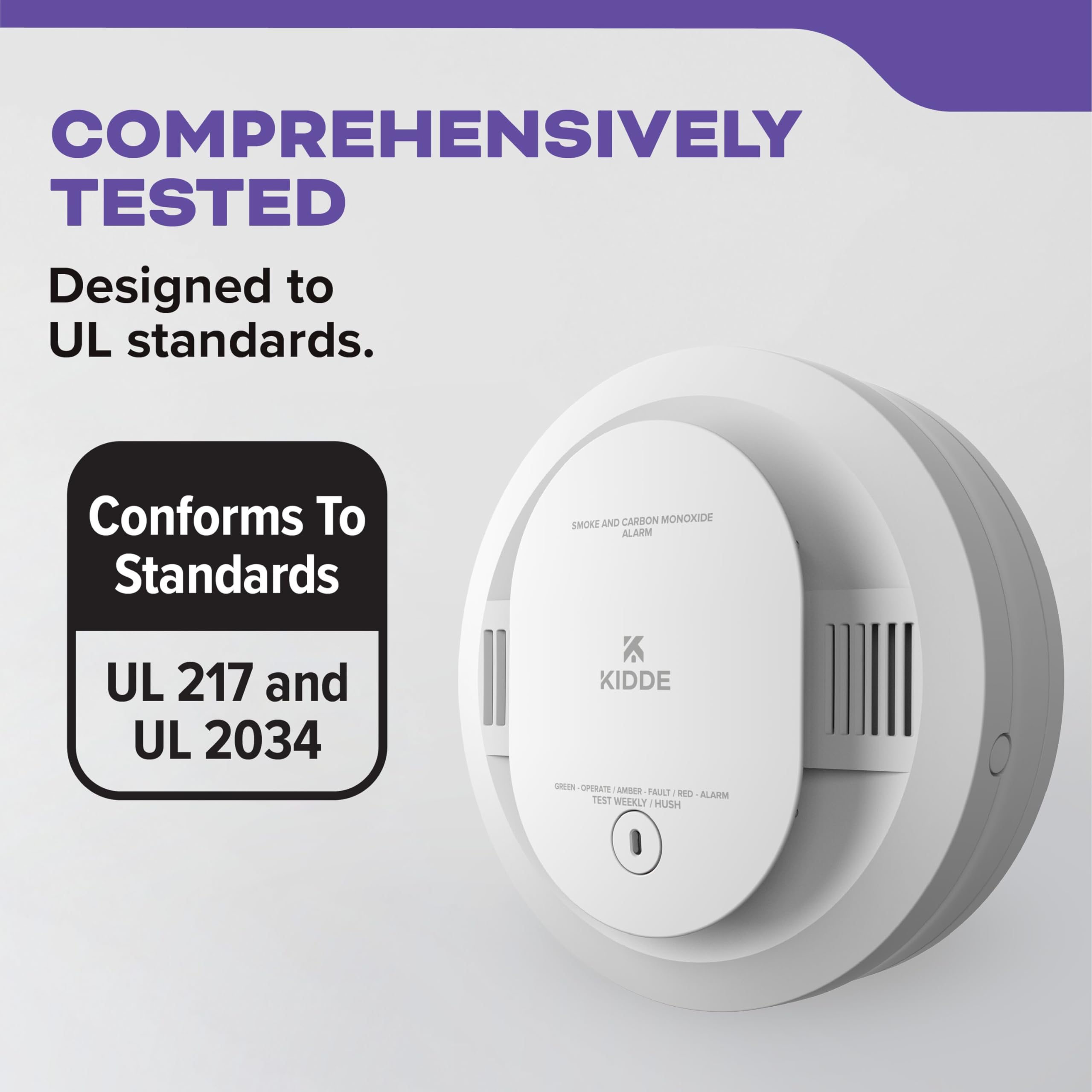 Kidde Smoke and Carbon Monoxide Detector, AA Battery Powered with LED Status Lights, 85 dB Alarm, 5 inches, 30CUDR, 3 Pack