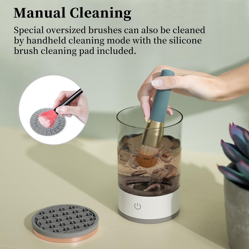 Ipalmay Makeup Brush Cleaner - Electric Makeup Brush Cleaning Machine, Automatic Cosmetics Brush Cleaning Tool & Dryer, Dust-proof Beauty Brushes Organizer, Multi-functional Gift for Women Mom Wife