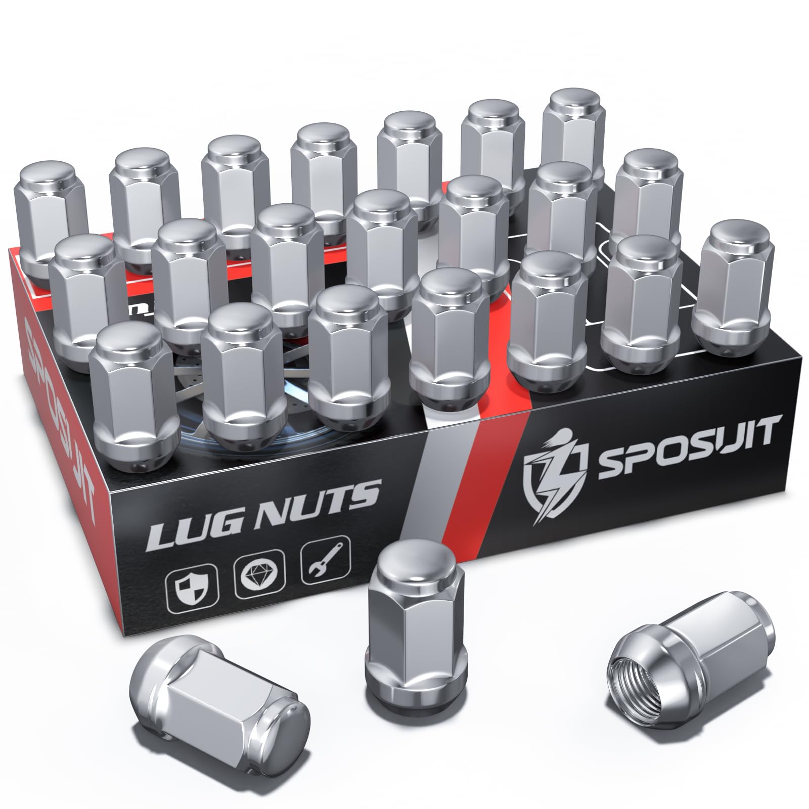 Sposuit 7/16-20 Lug Nuts - Replacement for 1953-1983 Chevy Corvette, 1967-1982 Camaro, 1964-1983 Malibu - Closed End Chrome Lug