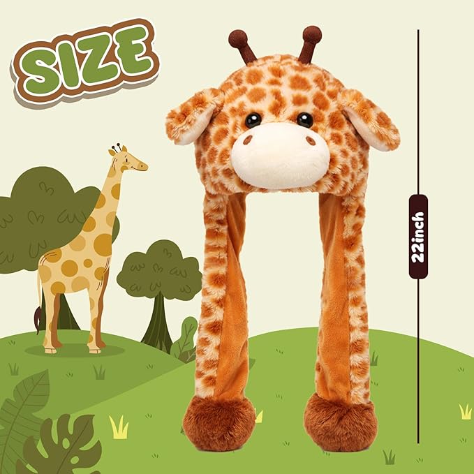 Animal Hat with Ears Moving Jumping Pop Up Beating Hat Plush Holiday Cosplay Dress Up Funny Gift for Kids