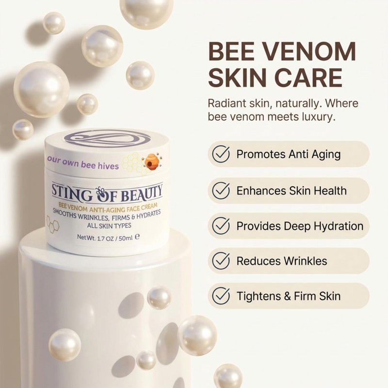 STING OF BEAUTY Anti-Aging Face Cream – Bee Venom & Propolis for Wrinkles & Firming, Visible Lifting Effect, Made with Propolis from Our Own Beehives, 1.7 oz