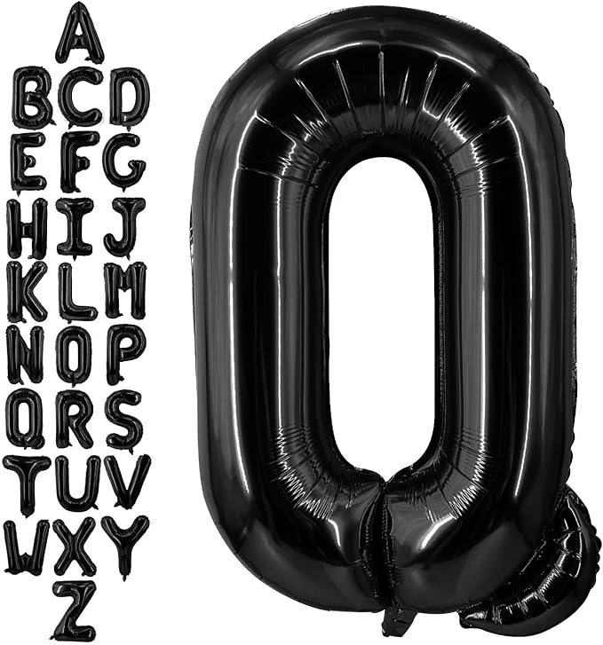 40 Inch Black Letter Q Balloons, DIY Phrase Foil Alphabet Letter Q Balloons DIY Word Q Banner for Birthday Anniversary Celebration Graduation Party Supplies Decoration
