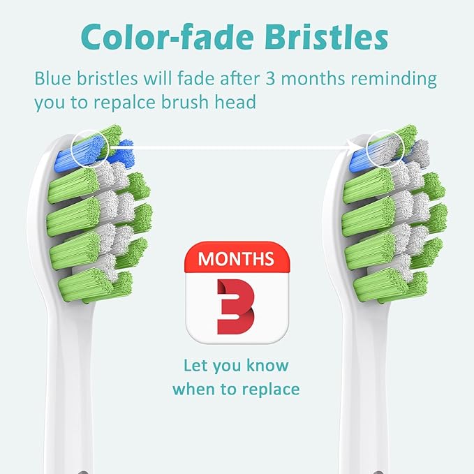 Replacement Toothbrush Heads for Philips Sonicare Click-on Electric Brushhead White 8 Pack