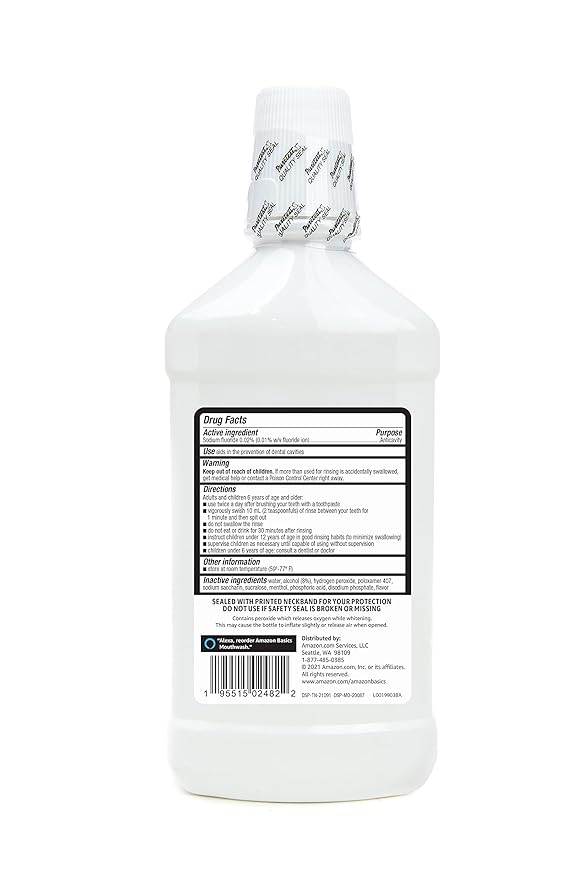 Amazon Basics Whitening Anticavity Mouthwash, 16 Fluid Ounces, Fresh mint, 1-Pack (Previously Solimo)