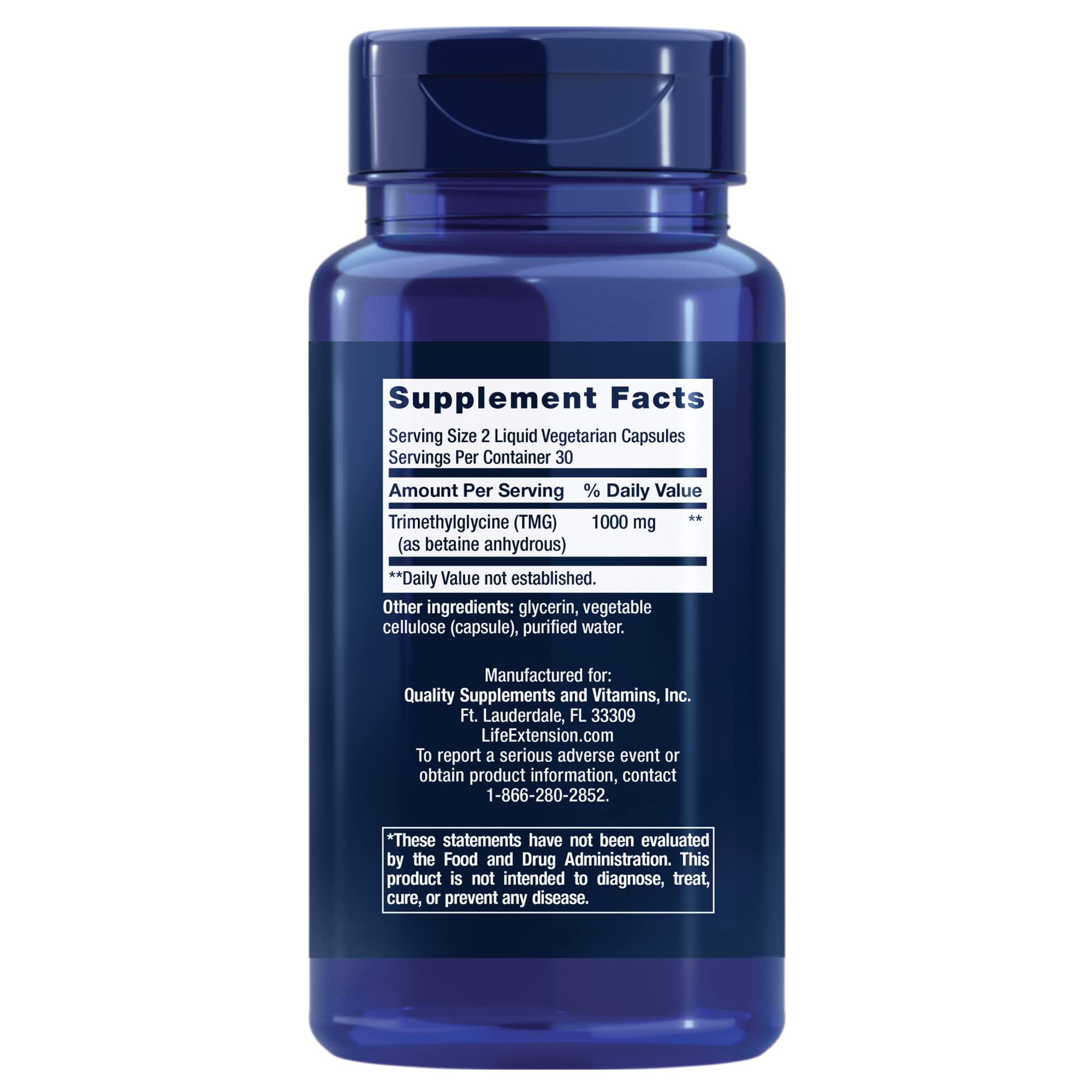 Life Extension TMG 500 mg – Trimethylglycine Supplement – Encourages Healthy Homocysteine Levels – Gluten-Free – Non-GMO – Vegetarian – 60 Liquid Vegetarian Capsules (Pack of 2)