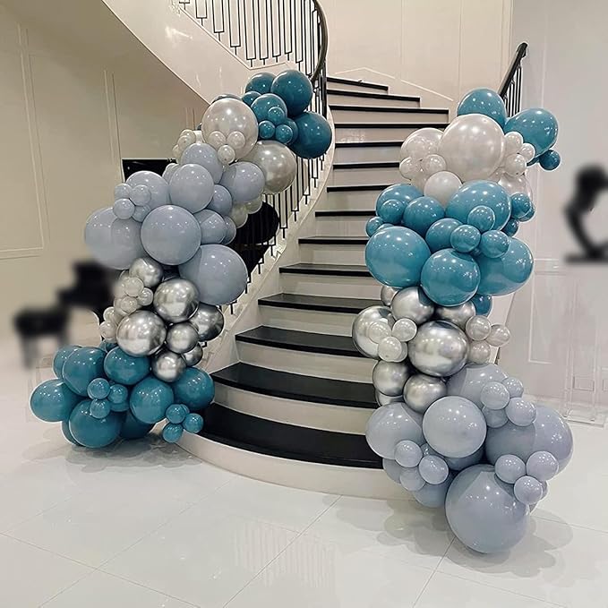 Peacock Blue Balloons Turquoise Blue Latex Balloon 5 10 12 18inch Different Sizes 103pcs Teal Blue Balloons Arch Kit for Kids Birthday Party Decoration Gender Reveal Baby Shower Wedding Whale Theme