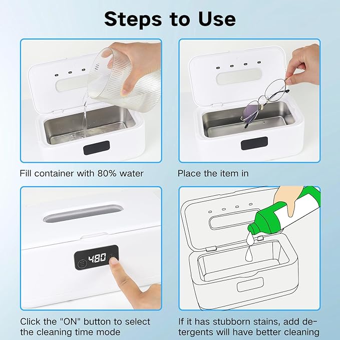 Dental Ultrasonic Retainer Cleaner, Retainer Cleaner for Dentures,Mouth Guard,Jewelry,Eyeglasses,Toothbrush Heads,Ultrasonic Dentures Cleaner with 4UV-C,49kHz Professional Ultrasonic Cleaner Machine