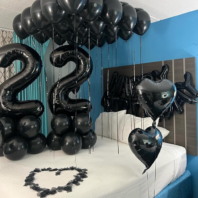 60 Balloon Number, Black Number 60th Birthday Balloons 40 Inch, 60 Years Old Black Birthday Decorations for Men Women, 60th Anniversary Decorations