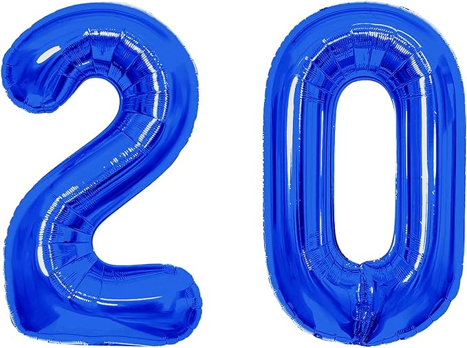 Number Balloons Navy Blue Balloons - Giant Number 20 Balloon, Blue 20th Number Balloon Birthday Decorations for Boys
