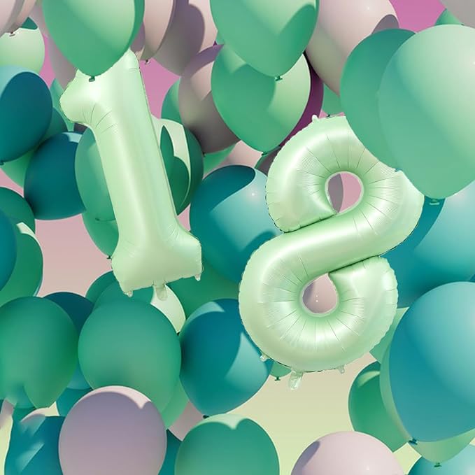40 Inch Number 18 Balloons, Olive Green Giant Jumbo Helium Number 18 Foil Balloons for 18th 81th Birthday Party Anniversary Events Boys Girls Decorations Supplies