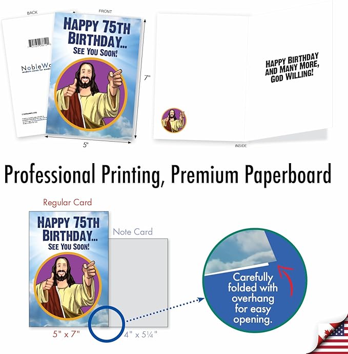 NobleWorks Hysterical 75th Milestone Birthday Greeting Card with 5 x 7 Inch Envelope (1 Card) See You Soon - 75 C10006MBG