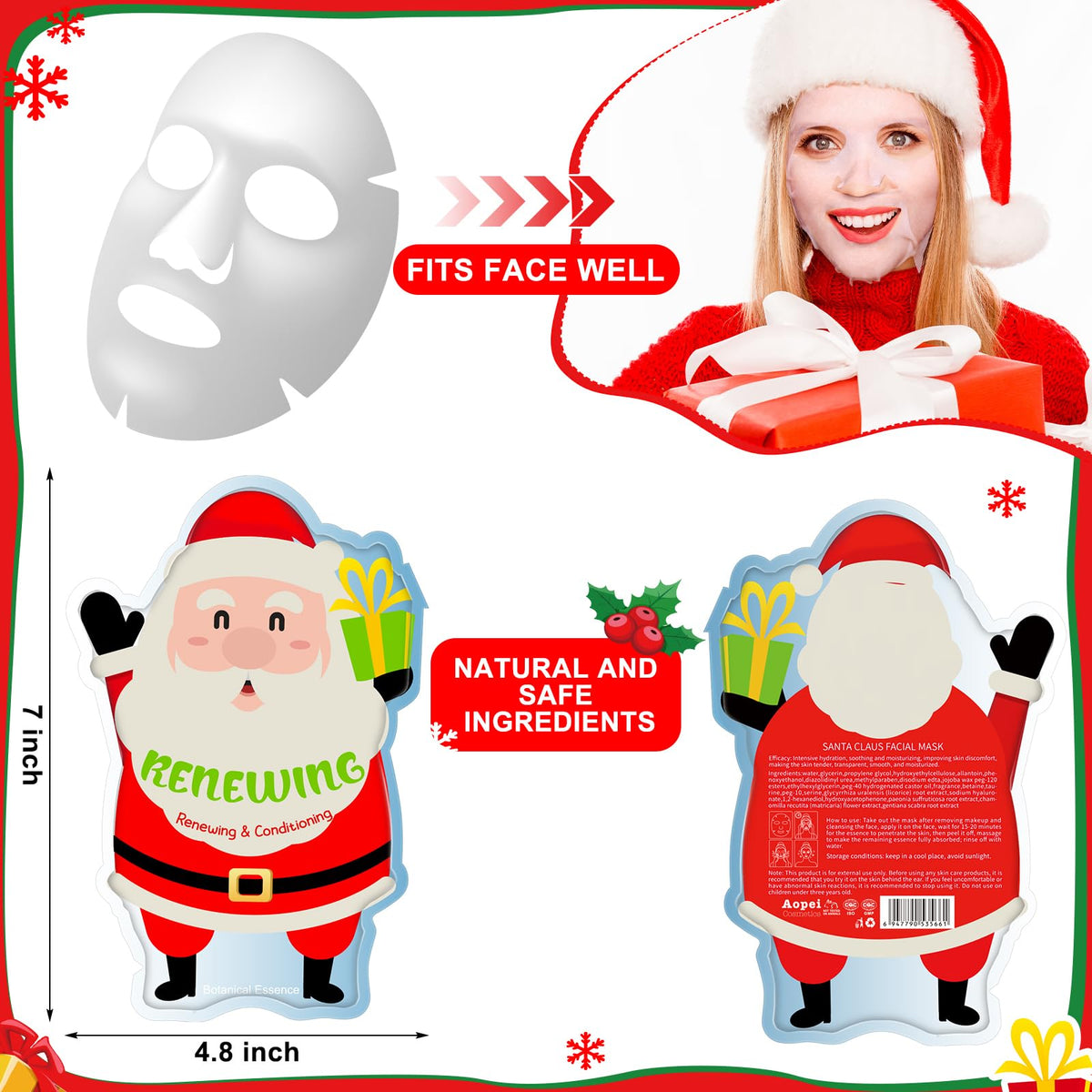 Timgle 24 Pcs Christmas Stocking Stuffers Bulk Facial Masks Skincare Face Sheet Masks Holiday Gifts for Women, Fragrance Hydrating Face Mask Spa Gifts Bulk for Coworker Adults Stocking Stuffer