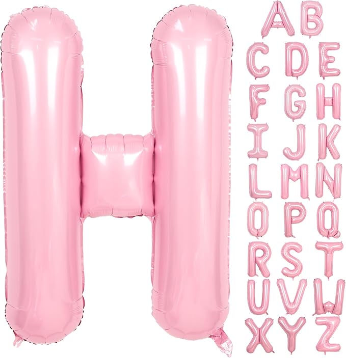 Pink Letter H Balloons,40 Inch H Letter Balloon Light Pink,A to Z Alphabet Helium Custom Pastel Letter Balloon for Birthday Anniversary Baby Shower Wedding Party Decorations