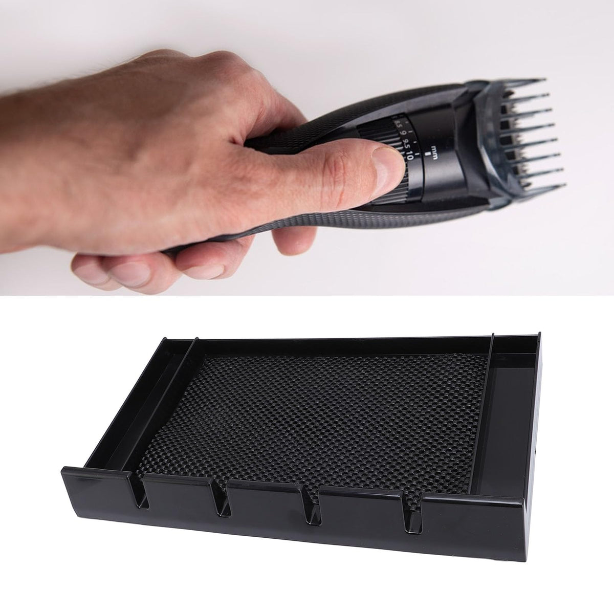 Station Organizer, Multi Compartment Countertop Tool Storage for Busy Barbers Stylists, Barber Clipper Organizer Plastic Anti Slip Push Pull Hair Clipper Holder Barber Station