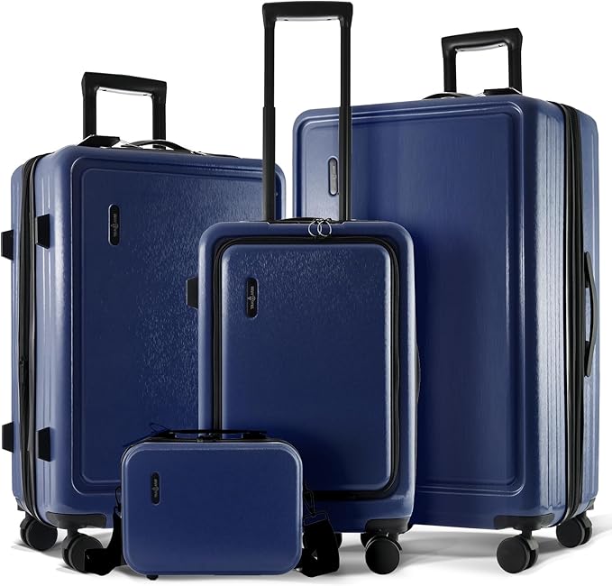 TRAVELARIM Hard Shell Luggage Sets with Spinner Wheels 4 Piece, Expandable Large Suitcases with TSA Lock, Travel Large Suitcase Set, Navy Luggage Set