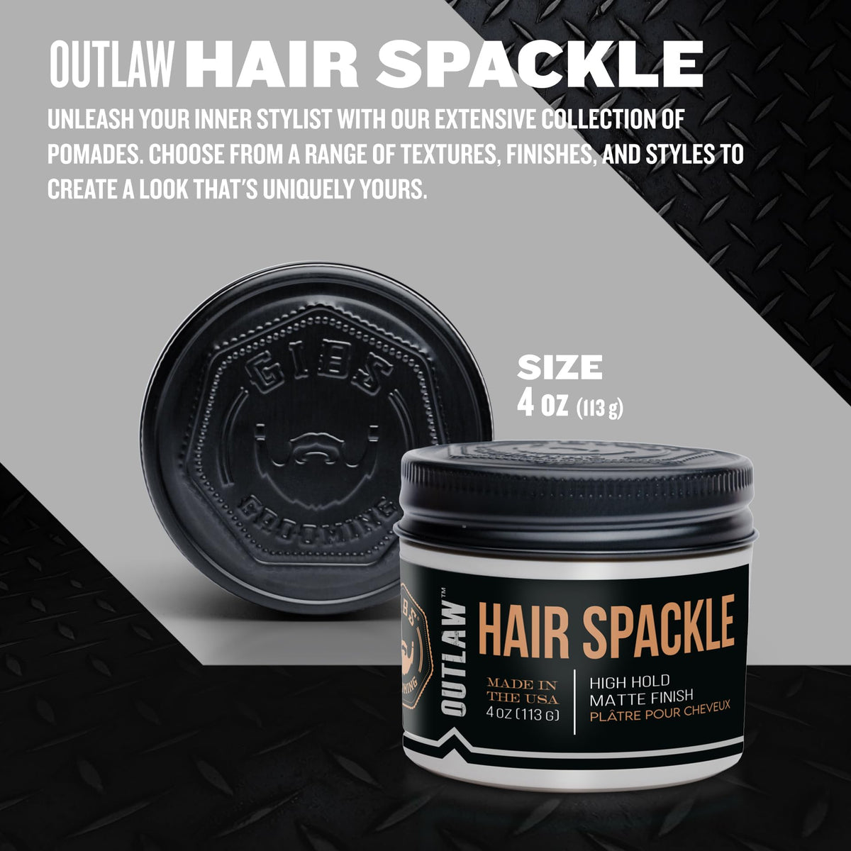 GIBS Grooming Outlaw Hair Spackle (4 oz) High Hold - Matte Finish - Pomade/Hair Clay for Men - Holy Basil & Hops Blend - Dark Plum, Clove & Black Currant Fragrance - Scalp Moisturizer - Made in USA