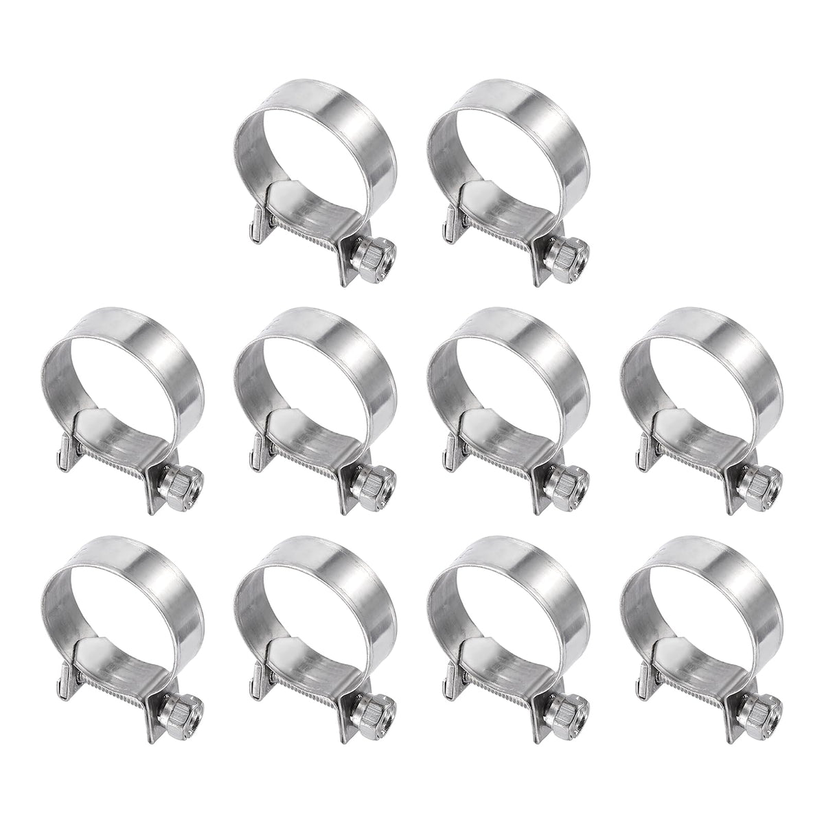 HARFINGTON 10pcs Fuel Injection Hose Clamp 21-23mm Adjustable 304 Stainless Steel Mini Gas Line Hose Clamp for Automotive Agricu
