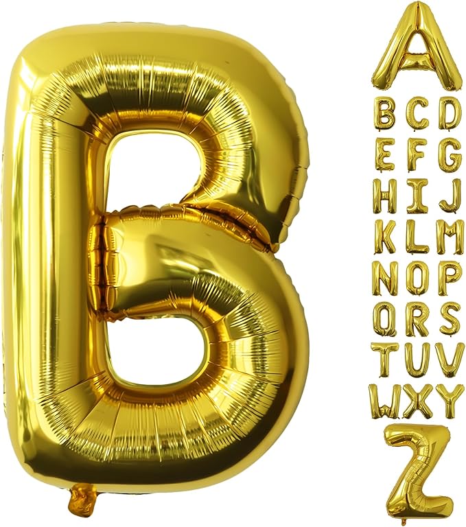 Letter Balloons Gold Party Balloon - 40 Inch Large Gold Letter B Balloon, Letter Balloon Birthday Decorations, Balloon for Women Men Anniversary Party Decorations Supplies