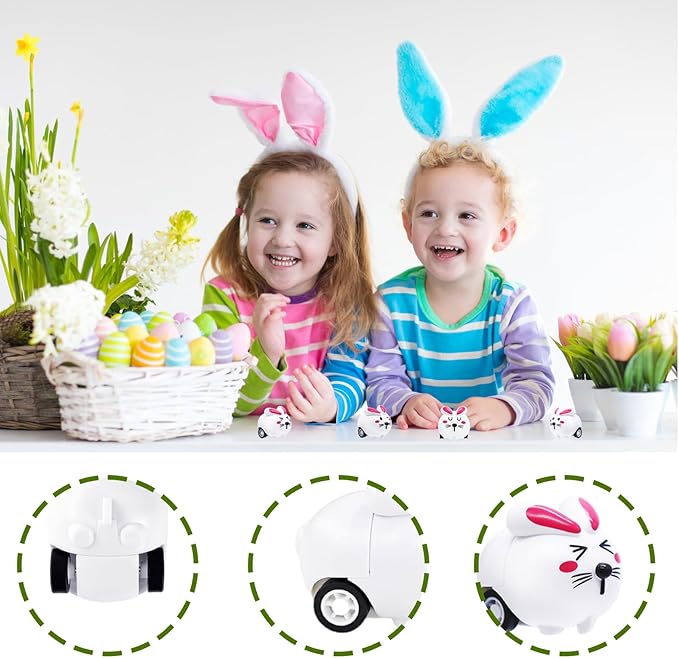 60Pack Easter Eggs with Bunny Pull Back Cars,30 Sets Cartoon Rabbit Vehicles,Easter Basket Filler Stuffers for Party Favors,Classroom Prizes,Birthday Gifts,Kids,Girls,Boys