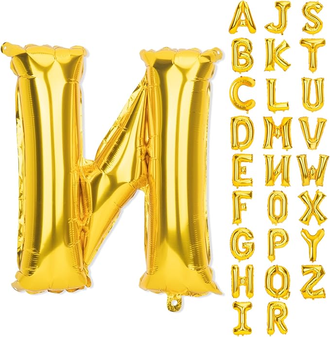 Gold Letter Balloons 40 Inch N Balloon Letters N Alphabet Name Balloons Giant Letters With Straw Big Balloons Foil Gold Balloons For Birthday Party Decorations Wedding Thanksgiving Christmas Balloons
