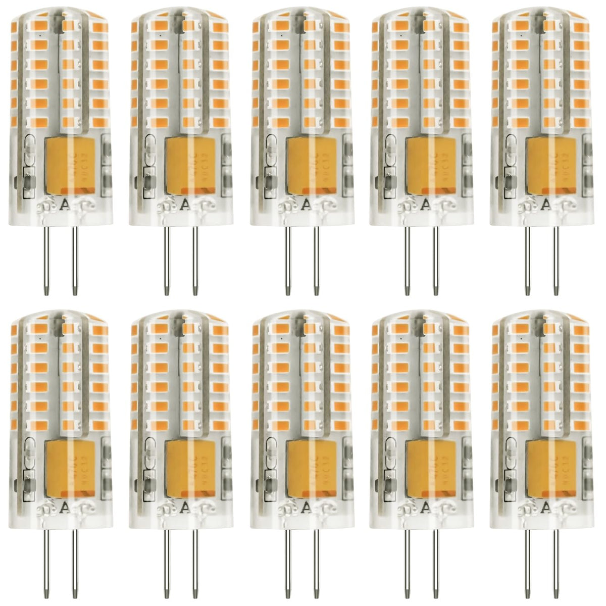 AIMEOKO G4 LED Bulb 12V Bi Pin Base Replace 20W Halogen Bulbs for Home and Landscape Lighting Non-dimmable, 3W Warm White 2700K, 10 Pcs