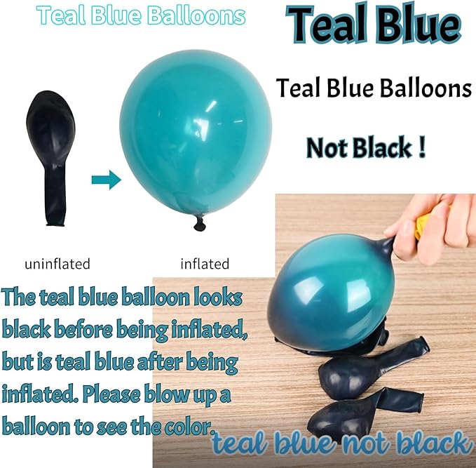 Matte Turquoise Blue Pearl White Balloons Garland Arch Kit Metallic Gold Balloon with Gold Confetti Latex Balloon Teal Blue Balloons Chrome Gold Party Decorations Supplies Birthday Baby Shower