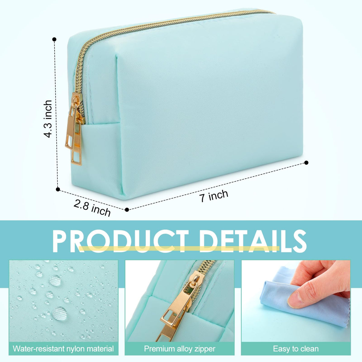Kigeli 12 Pcs Nylon Makeup Bag Bulk Cosmetic Pouches Preppy Cosmetic Bag for Women Waterproof Travel Zipper Organizer Little Outdoor Accessory Makeup (Nylon, Foam,Macaron)