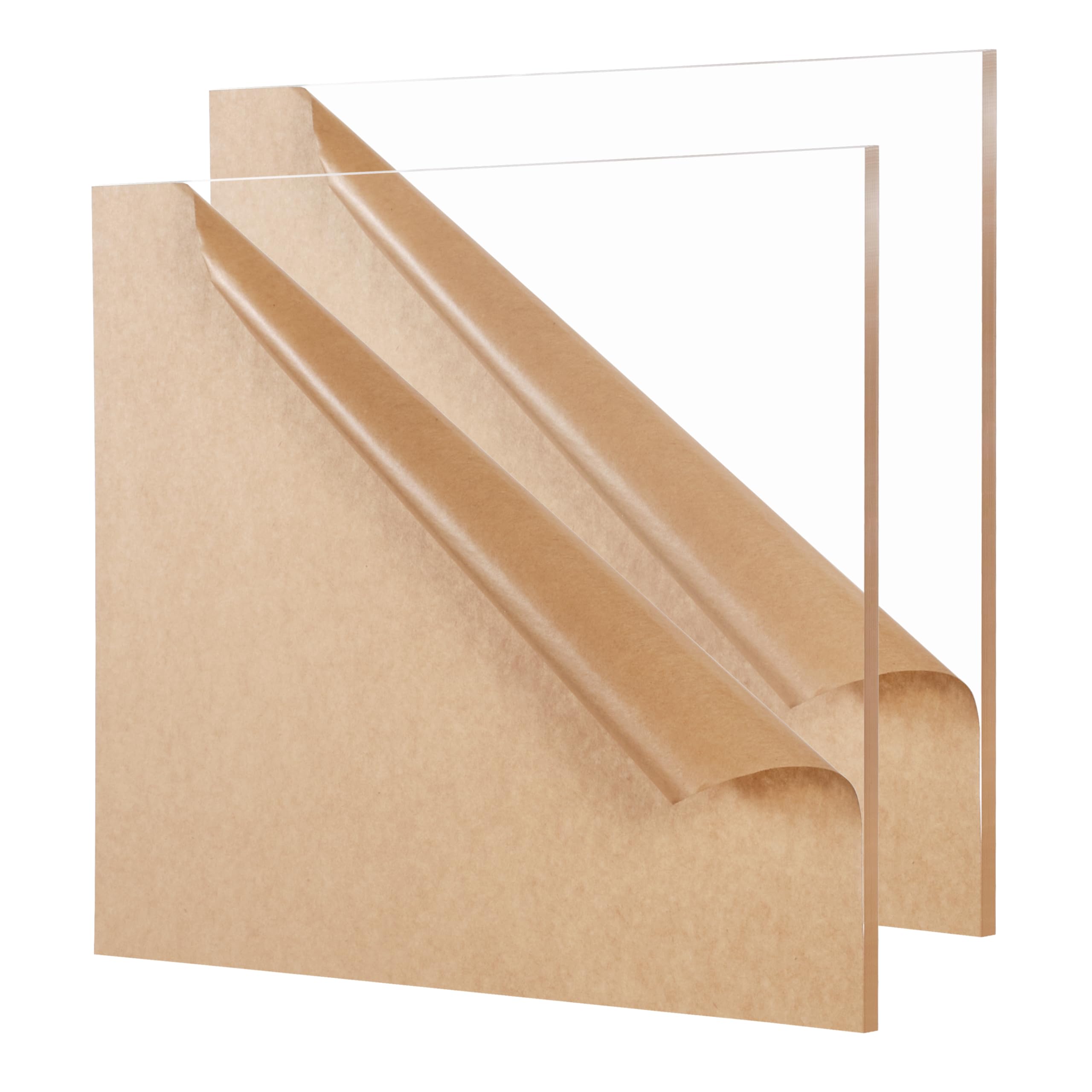 KAITELA Clear Acrylic Sheet 12" x 12" Cast Plexiglass Square 1/4" Thick (6mm) for Craft Projects, Wedding Sign, Laser Cutting, Engraving, Home Decor, Pack of 2