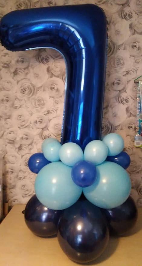 Night Blue Number 7 Balloon 40 Inch, 7 Balloon Number, 7th Birthday Decorations, Night Blue Party Supplies for Boys Girls