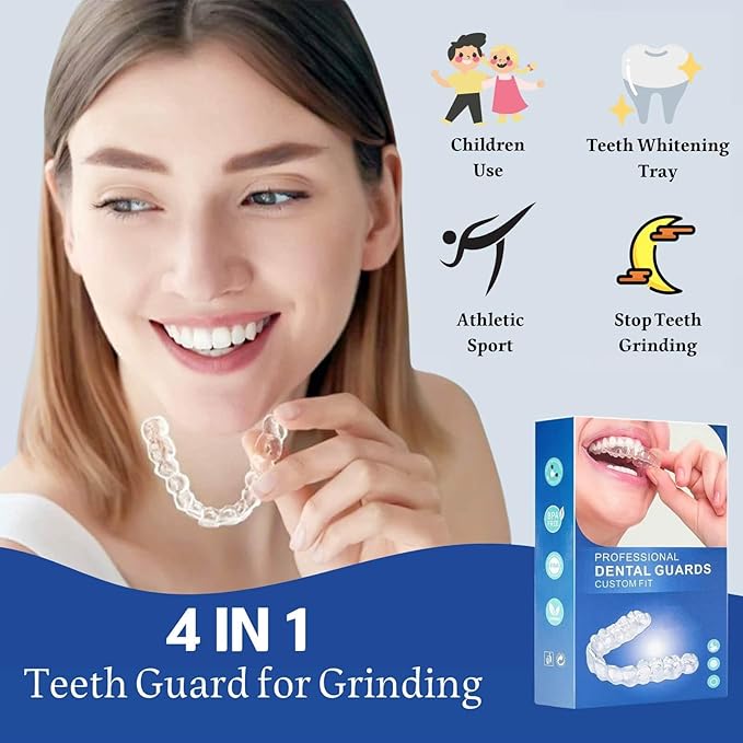 Mouth Guard for Clenching Teeth at Night, Night Guards for Teeth Grinding, Mouth Guard for Grinding Teeth at Night, Reusable Teeth Grinding Mouth Guard, Mouthguards for Grinding of Teeth (4 Piece Set)
