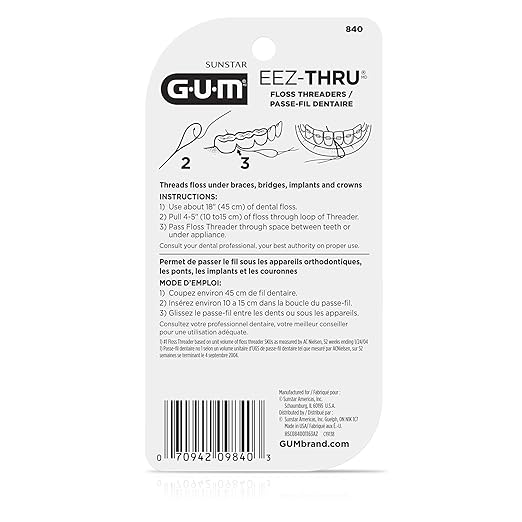 GUM EEZ-Thru Floss Threaders, Dental Flossers for Braces, Bridges, & Implants,25 Count(Pack of 6)