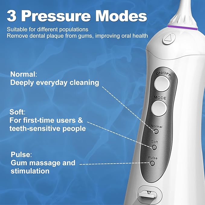 Water Flosser Cordless Teeth Pick: Portable Adults Dental Oral Irrigator for Travel Flossers Cleaning Picks 300ML