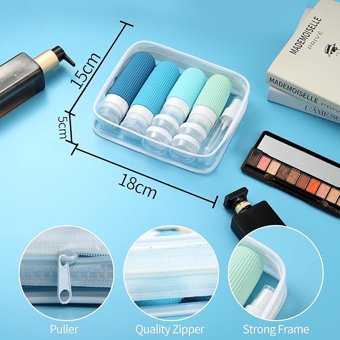 Mrsdry 16 Pack Travel Bottles Set, TSA Approved Leak Proof Silicone Squeezable Containers for Toiletries, Refillable Travel Accessories for Conditioner, Shampoo, Lotion & Body Wash Accessories