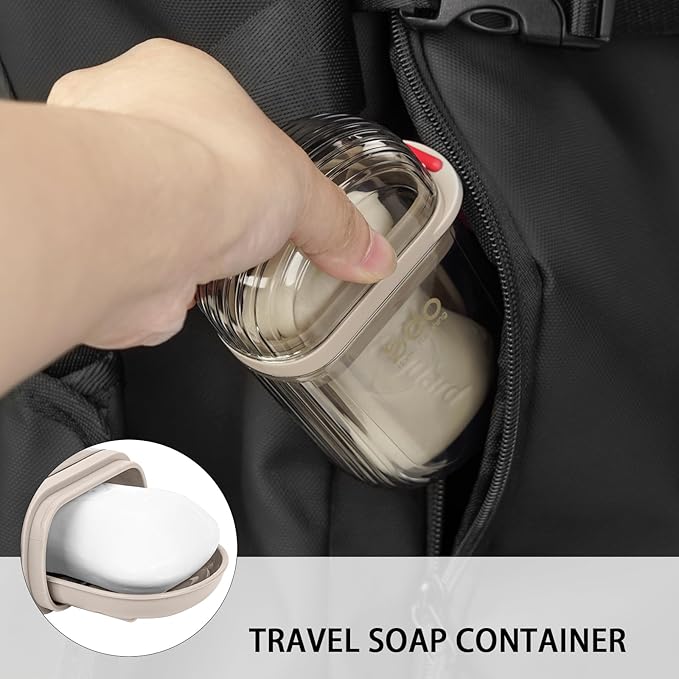 2 Pack Travel Soap Case, Leak Proof Bar Soap Holder with Drainer Tray, Portable Soap Dish Container for Shower, Gym, Camping & Travel (Clear)