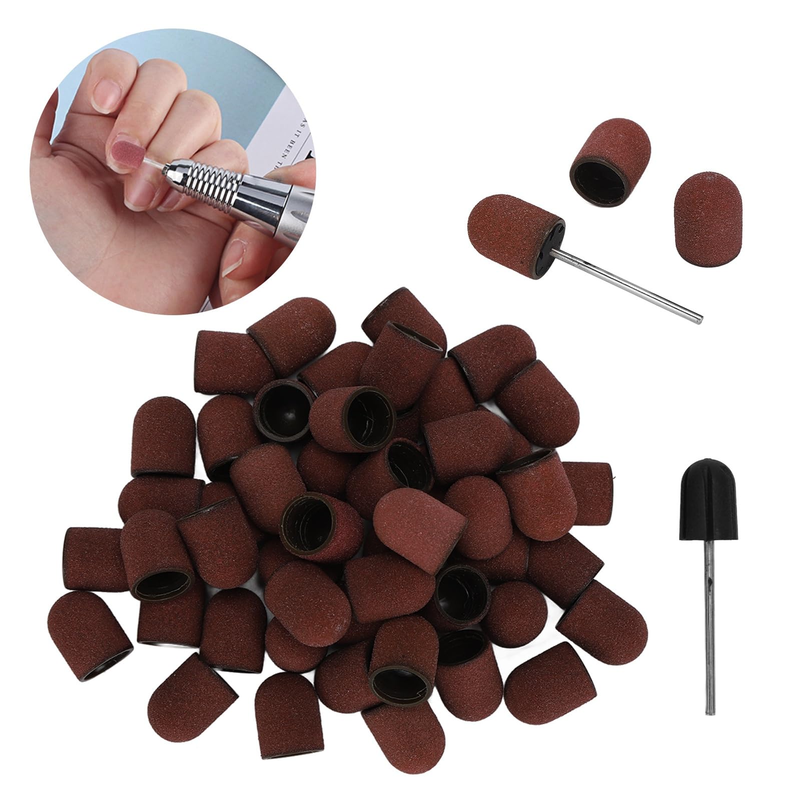 50PCS Nail Drill Bit Set - Sanding Bands for Nails, Professional Polish & Trim, Easy to Use, Compatible with Nail Drill, 20x16mm Size